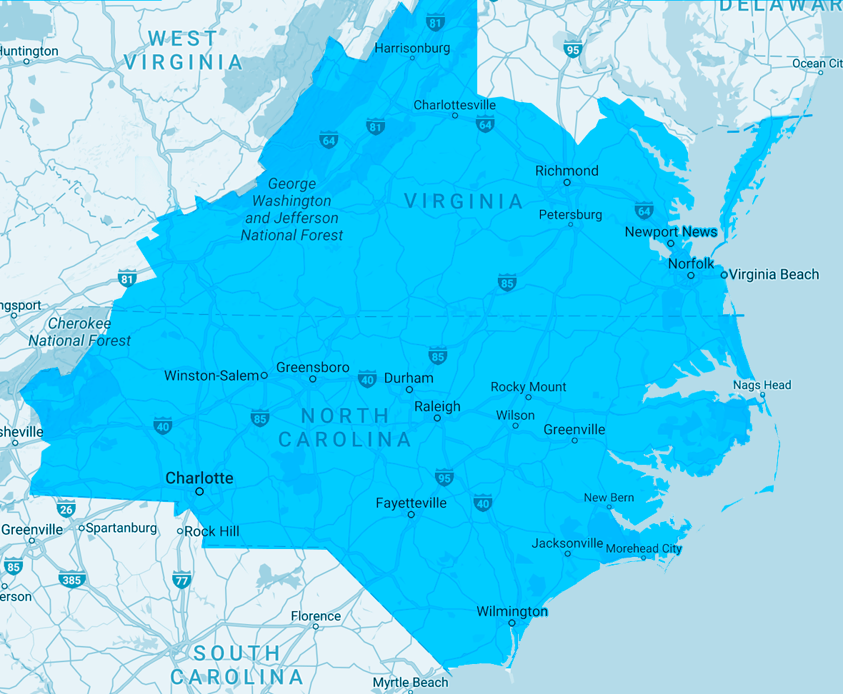 Taylor Freezer of Virginia & North Carolina Map of Territories