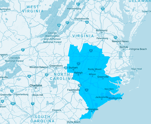 Map of Alec Bumgarner North Carolina Taylor Freezer Sales Territories